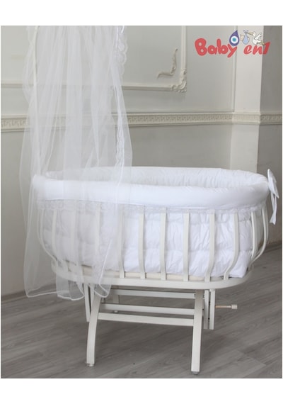 Babyen1 Beyaz Sepet Beşik Uyku Seti Anne Yanı %100 Organik Pamuk