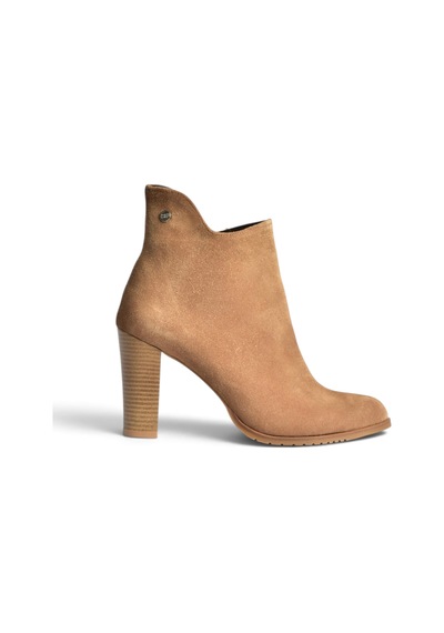 Fox Shoes Z654047961 Vizon Hakiki Deri Süet Kalın Topuklu Kadın Bot