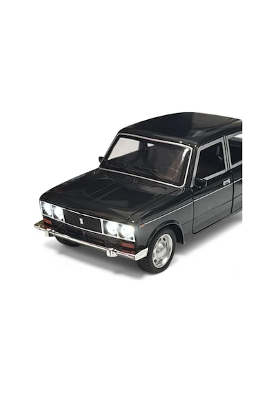 Lada Vaz 2107 Metal Diecast Model Araba 1:24 Ölçek 18cm Sesli Işıklı Çek Bırak Siyah Çok Renkli