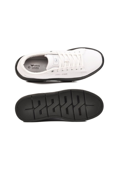 Walkway Erkek Beyaz-siyah Bağcıklı Kalın Taban Erkek Casual Ayakkabı Sneaker 8078 Dashor M