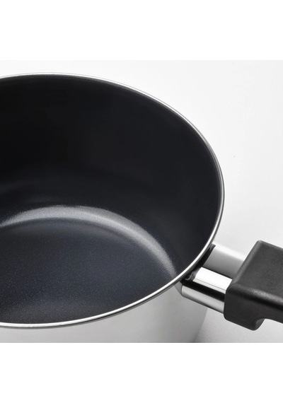 Ikea Mıddagsmat Kapaklı Tencere 2,1 L 18 Cm Krom - Siyah - Koyu Gri 2 Parça Gri - Siyah