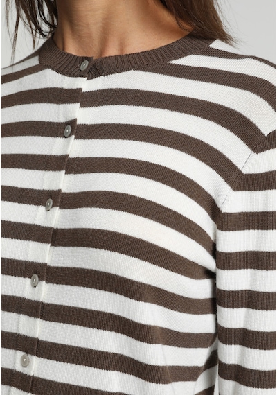 Colin's Colins Slim Fit Yuvarlak Yaka Çizgili Kadın Kahverengi Hırka Cl1082488 Q1.v2 Brw