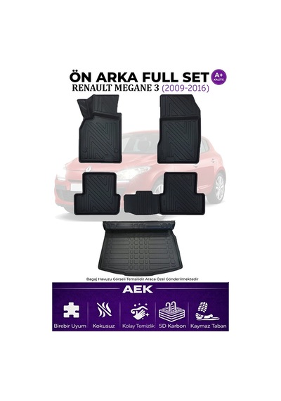 Renault Megane 3 Hb 5d Karbon Paspas Takımı +3d Pvc Bagaj Havuzu