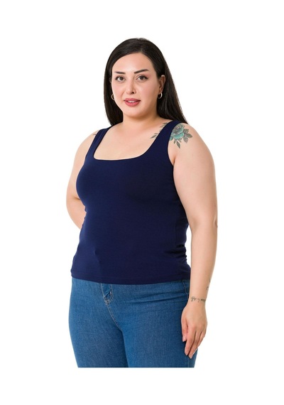 Disentis Büyük Beden Askılı Yarım Astarlı Viskon Lacivert Body-lacivert Lacivert