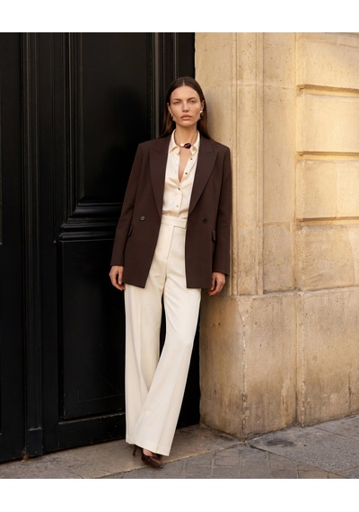 Nauvè Kruvaze Oversize Vatkalı Blazer Ceket Kahverengi