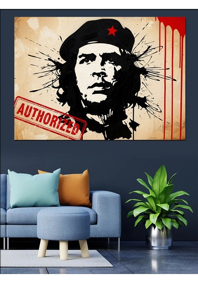 Che Guevara Portre Grafiti Dekoratif Kanvas - Mdf Ahşap Tablo