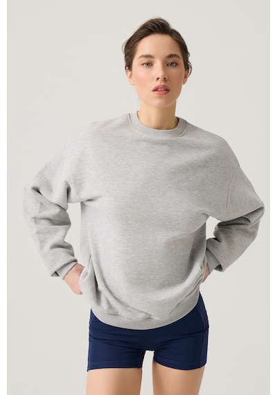 Los Ojos Gri Melanj Geniş Kalıp Bisiklet Yaka Sweatshirt Crew Neck Gri Melanj Gri Melanj