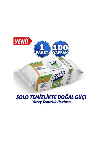 Solo Yüzey Temizleme Mendili Üçlü Set 300 Yaprak 100'lü 3 Paket