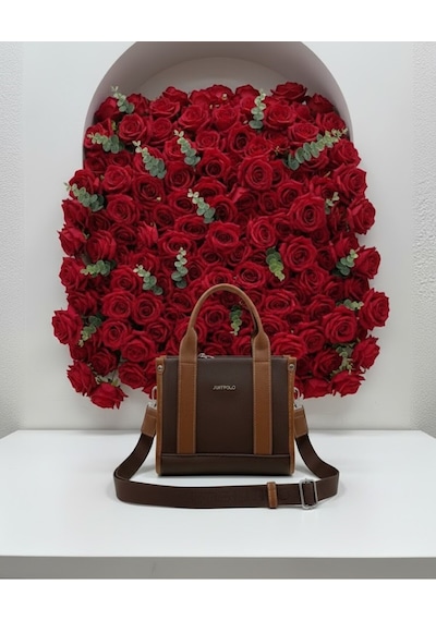 Genel Markalar Omuz Ve Çapraz Askılı Çanta 19x23 Cm Günlük Spor Kullanım Şık Mini Çanta Kahverengi