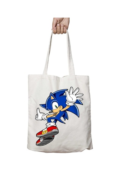 Art Hediye Sonic-the-hedgehog-png-12 İki Tarafı Kalıcı Baskılı Yıkanabilir Okul Plaj Omuz Bez Çantası Çok Renkli