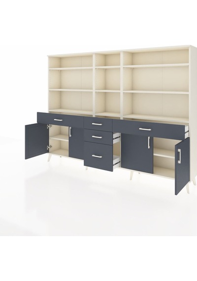Arges Dolap 11 Raflı 5 Çekmeceli 4 Kapaklı 220x30x163 Aytaşı-antrasit Antrasıt - Aytası