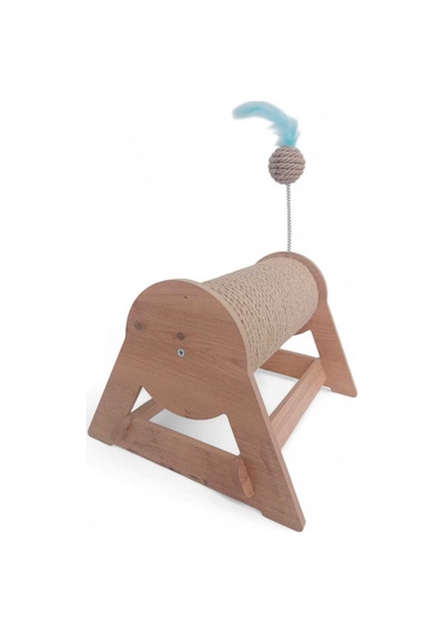 Kedi Tırmalama Tahtası - Yatay & Dönebilen - Yaylı Top Eklenmiştir - 29cm