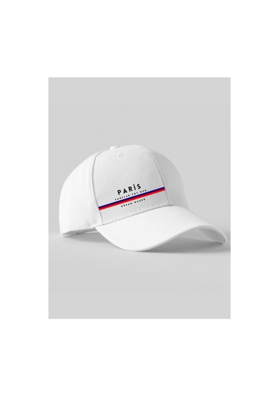 Caxis Paris Baskılı Spor Sapka Unisex Ayarlanabilir Cırtlı Şapka Beyaz