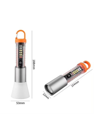 Fenerix HS-2302 Şarjlı Taktik Çakarlı Asker Polis El Feneri 1000 Lümen Beyaz - Gri