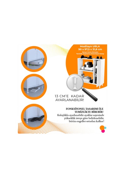 Armin 90 X 95,5 X 32,5 Cm Kapaklı Çok Amaçlı Banyo & Mutfak Dolabı Beyaz