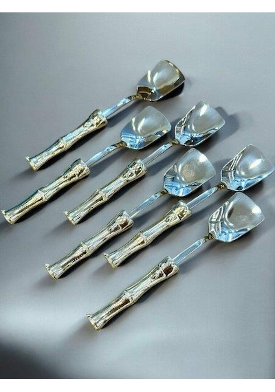 Royking Bambu Saplı Gümüş Dondurma Kaşık 6'lı Eym 086 Gümüş