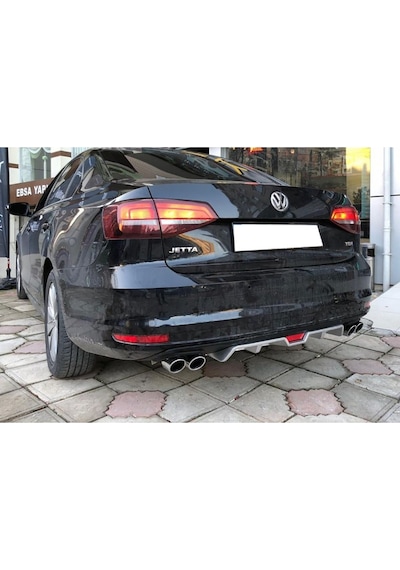 Vw Jetta Uyumlu Mk6 Fl Gri Difüzör 4 Krom Egzoz Görünümlü Difizör Arka Ek Body Kit 2015-2018