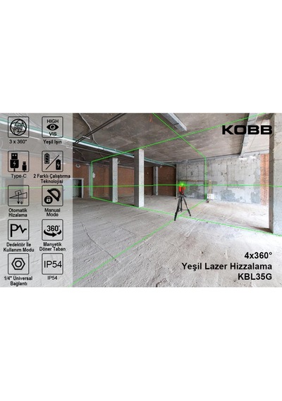 Kobb Kbl35gtp Profesyonel Li-ion Şarjlı 4x360⁰ Otomatik  Hizalama