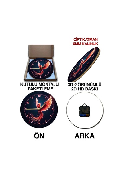 Doğanın Kalbinden Gelen Tasarım: 3d Görünümlü Ağaç Motifli Mdf Duvar Saati 33 Cm Sdw292 Renkli