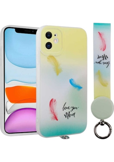 Apple Uyumlu iPhone 11 Kılıf Desenli El Askılı İpli Zore Arte Silikon Kapak NO6