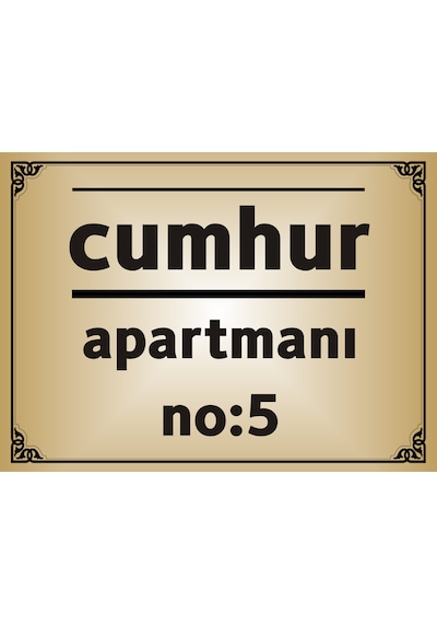 Apartman İsim Tabelası Aliminyum Aynalı Gold Ve Gümüş Metal Levha