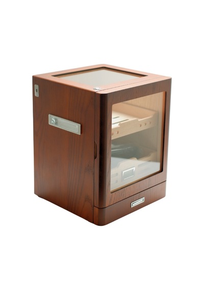 Premiumquality Sucre Aksesuar Çekmeceli İçi Ledli Kahverengi Sedir Humidor Puro Kutusu - Tr9648