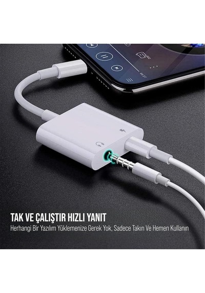 Lightning To 3.5mm Jack & Lightning Dönüştürücü Çift Çıkış Adaptörü Yüksek Ses Kalitesi Ve Hızlı Şarj Kulaklık Desteği Şık Ve Dayanıklı Tasarım