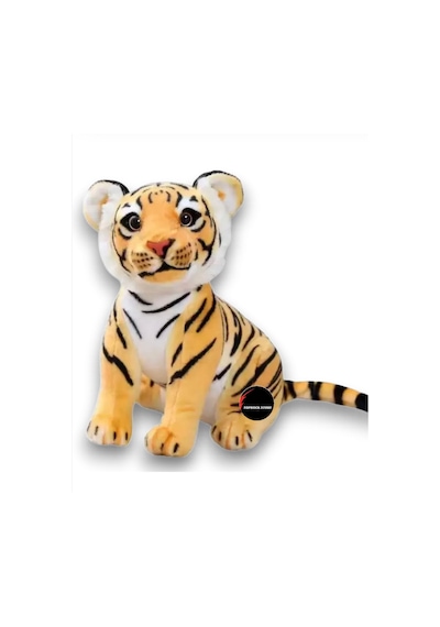 Sevimli Kaplan Leopar Peluş Oyuncak 30 Cm Hediyelik Uyku Arkadaşı Bej