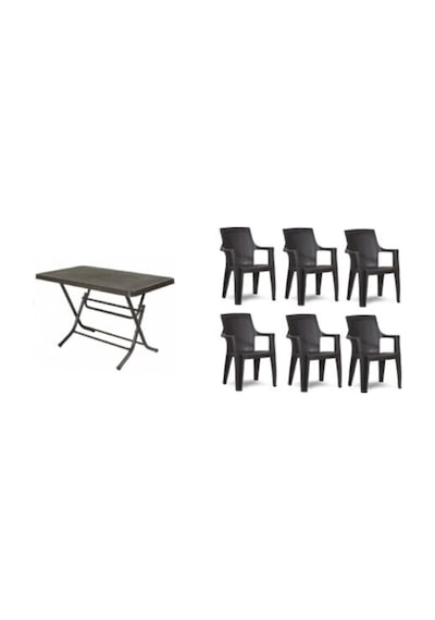 Buyukarısoy Elegance Rattan Efektli 4 6 Plastik Sandalye 70X120 Masa Takımı