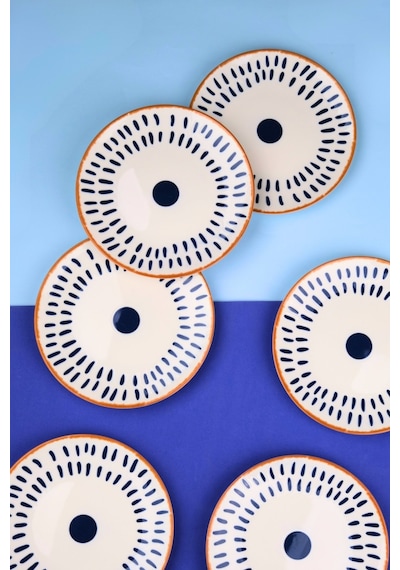 Tabak Evi Porselen Spotty Pasta Tabağı 19,50cm Sp3 6 Kişilik 6 Parça Çok Renkli
