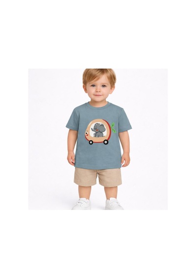 Yale Kids 1 4 Yaş Erkek Çocuk Baskılı Tişört İndigo Mavi