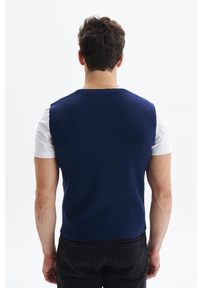 AR-MA Arma Erkek Slim Fit Basic %100 Pamuk Triko Yelek K9kro0853 Lacivert
