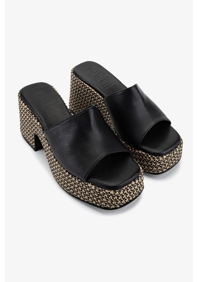 Valmenti Kadın Hakiki Deri Siyah Deri Topuklu Terlik 1141 905 Bn Trlk Y26 Black Leather