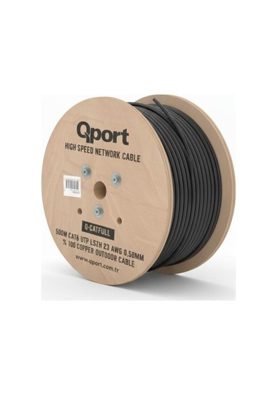 Qport Q-catfull 500mt Cat6 Outdoor Lszh Network Kablo Sıyah 23 Awg-203901