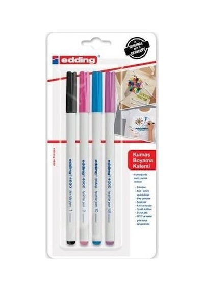Edding 4600 Kumaş Boyama Kalemi 4Lü Set Eğlenceli Renkler