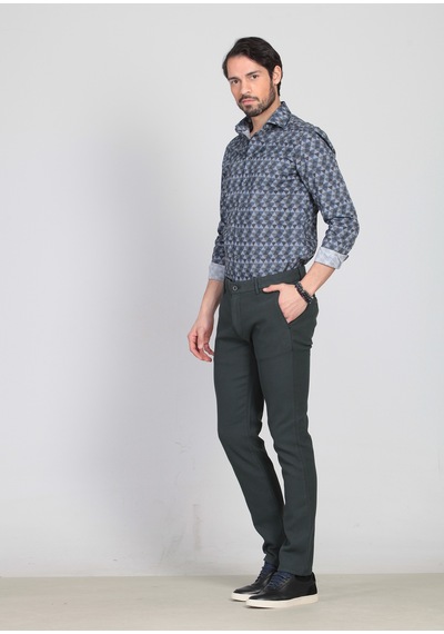 Ramsey Petrol Düz Dokuma Regular Fit Casual Pamuk Karışımlı Pantolon