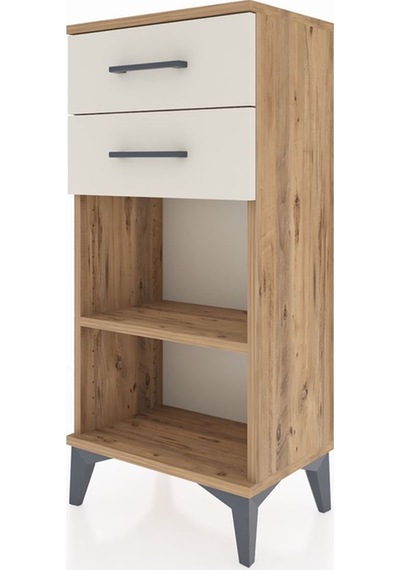 Arges Komodin Tek Raflı 2 Çekmeceli 44x30x96 Çam-aytaşı Atlas Çam
