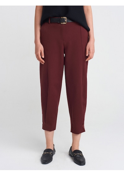 Dilvin 71590 Kemerli Crop Pantolon Bordo