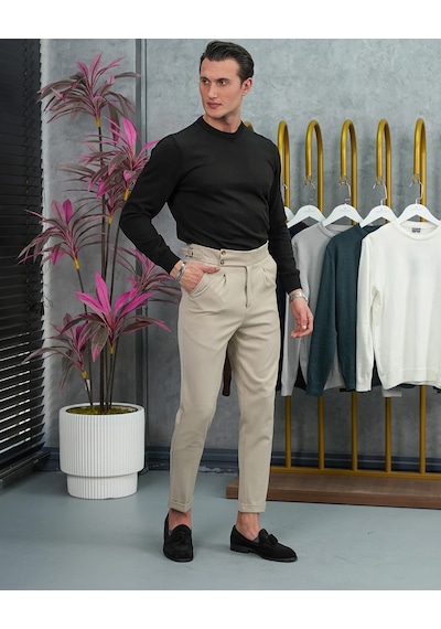 Modefendi Slim Fit Kalıp Pamuk Likra Sade Bisiklet Yaka Triko Kazak Siyah
