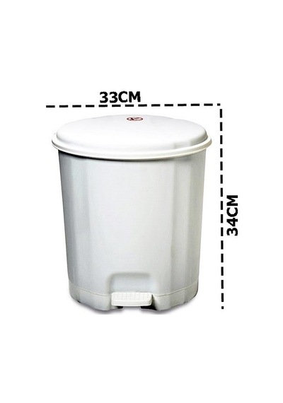 Motek Elit Pedallı Plastik Çöp Kovası İç Kovalı 12 Lt Beyaz