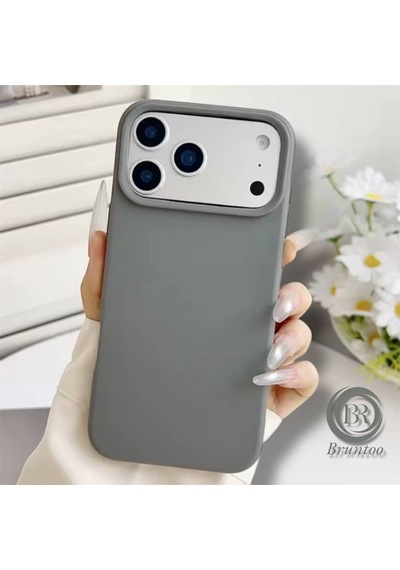 Apple Uyumlu iPhone 17 Pro Kılıf Kamera Çıkıntılı Yumuşak Silikon İçi Kadife Lansman Kapak . Gri
