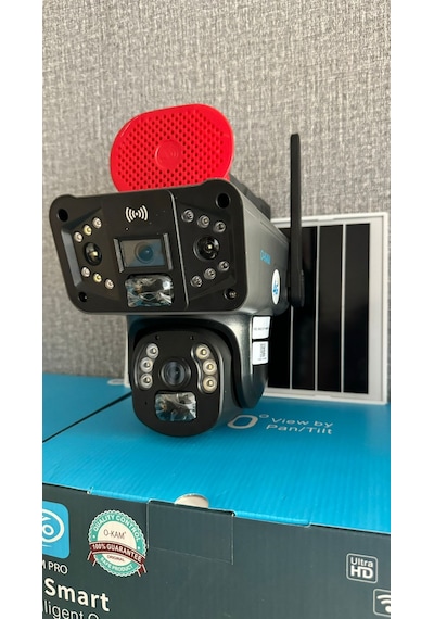 4gsim Kartlı 6mp Solar Çift Lens Güneş Enerjili Güvenlik Kamerası