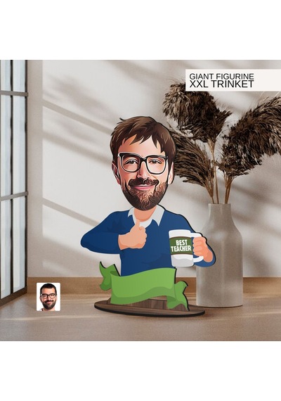 Bk Gift Kişiye Özel Öğretmen Karikatürlü Büyük Boy Ahşap Biblo-4 Arkadaşa Hediye , Sevgiliye Hediye, Kişiye Özel Biblolar Kobitmeyen137532 Bk Gift