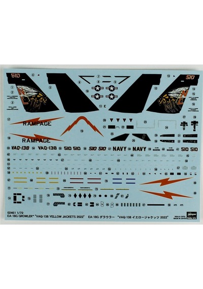 Hasegawa 2461 1/72 Ölçek, Ea-18g Growler Vaq-138 Yellow Jackets 2022 , Limited Edition , Savaş Uçağı Plastik Model Kiti-57104