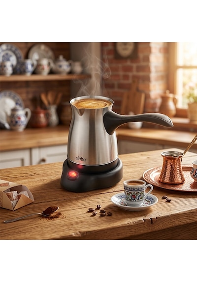 Çelik Elektrikli Cezve Türk Kahve Makinesi - 6fincan 500ml 360 Kablosuz Kullanım Katlanır Kulp 600w Scm-9039 5250