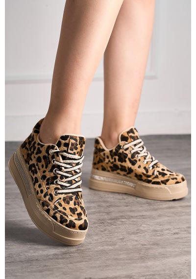 Günlük Kadın Sneaker Gizli Kalın Topuklu Taş Detaylı Oval Burun Bağcıklı Spor Ayakkabı F70 Leopar Günlük Kadın Sneaker Gizli Kalın Topuklu Taş Detaylı Oval Burun Bağcıklı Spor Ayakkabı F70 Leopar