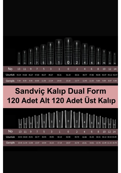 Dual Form Sandviç Kalıp Tırnak Kare Protez Tırnak Kalıp Üst From Kare-138