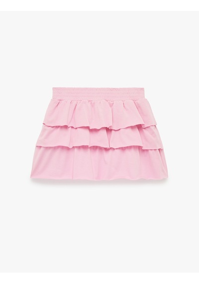 Koton Katlı Volanlı Rahat Kalıp Pamuklu Mini Spor Şort Etek Pembe 6sak40457nk Gül