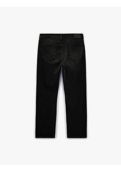 Koton Normal Bel Pamuklu Straight Fit Jean Pantolon - Mark Jean Siyah 6sam40294nd