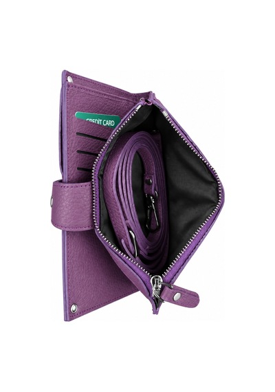 Alphaclub Bag Hakiki Deri Fermuarlı Çok Bölmeli El Cüzdanı Mor